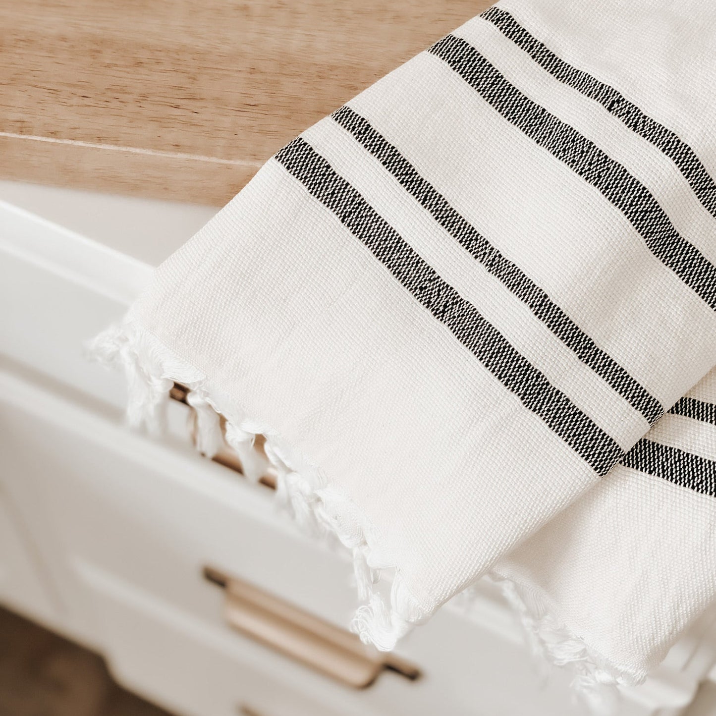 Haley Turkish Cotton + Bamboo Hand Towel - Two Stripe