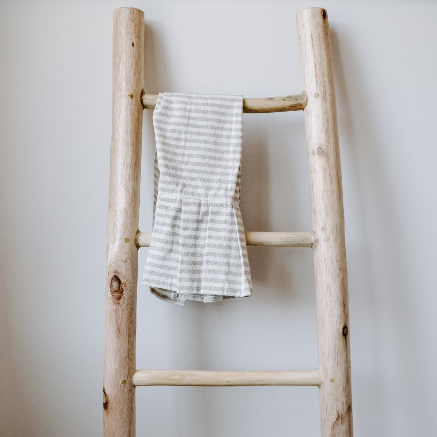 Tan Striped Tea Towel with Ruffle