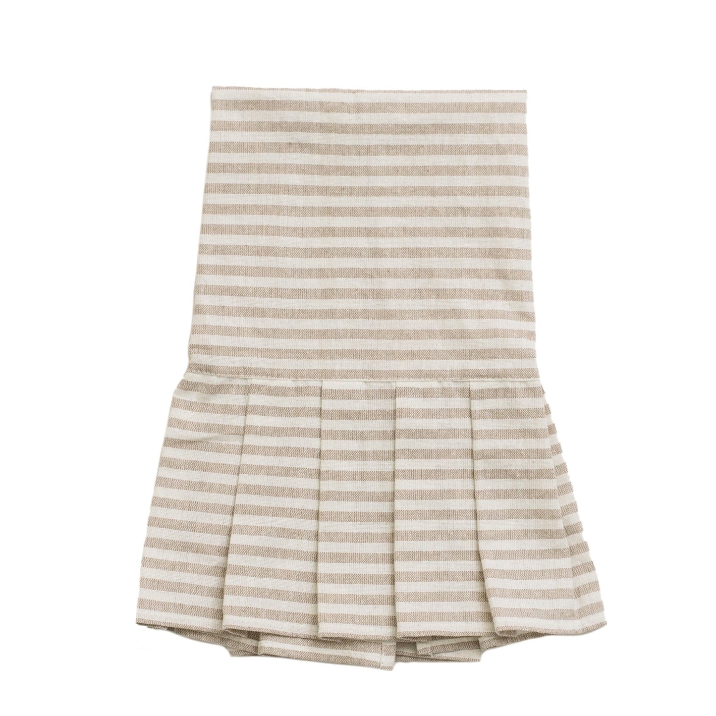 Tan Striped Tea Towel with Ruffle