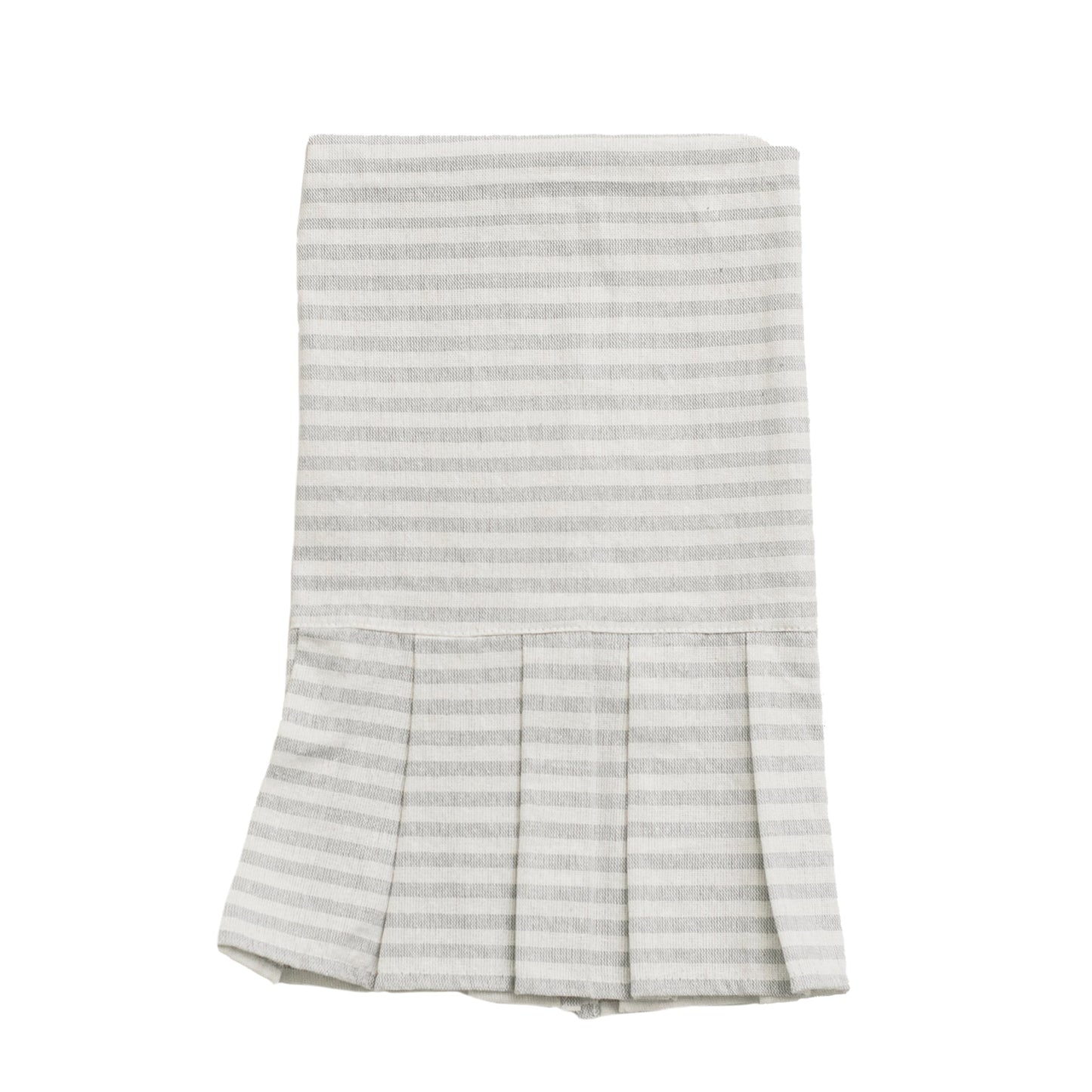 Grey Striped Tea Towel with Ruffle