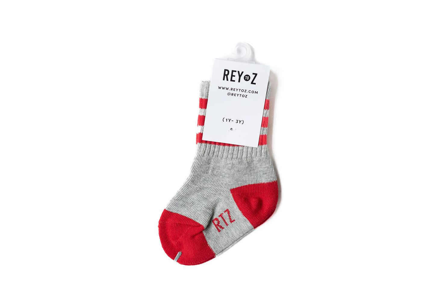 Heather Grey & Red Stripe Socks