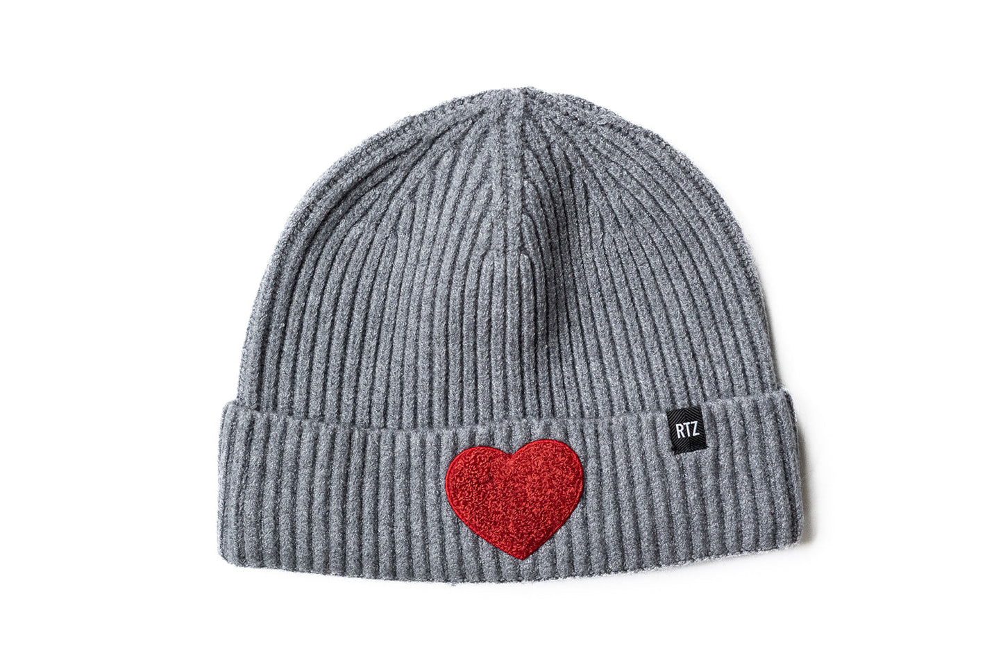 Heather Grey Terry Heart Beanie