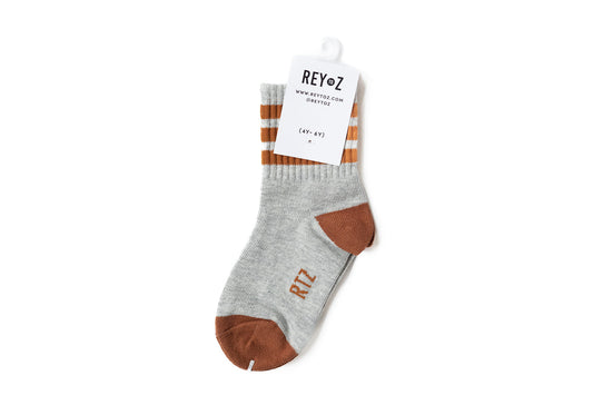 Heather Grey & Brown Stripe Socks