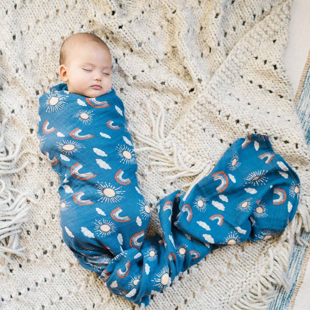 Muslin Swaddle Blanket Set Premium Cotton Narwhal + Hello Sunshine