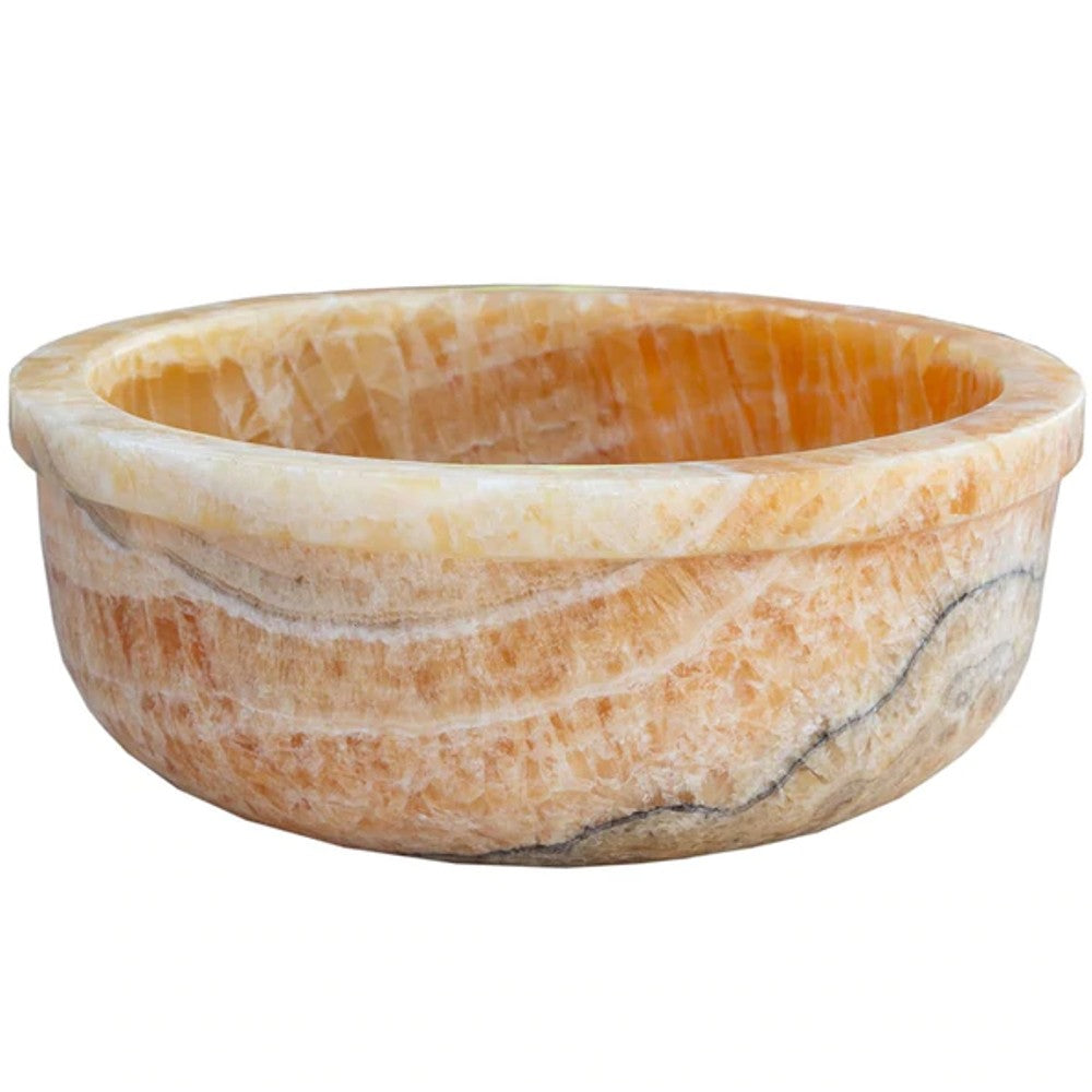 Natural Stone Honey Onyx Drop-in Vessel Sink Polished (D)16" (H)6"