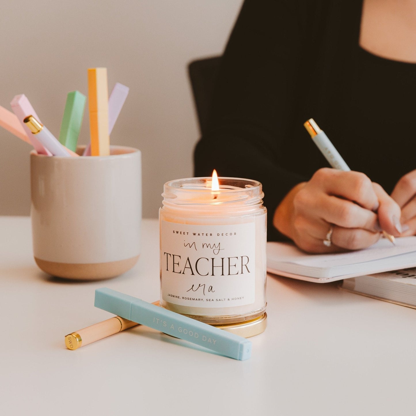 In My Teacher Era Soy Candle - Clear Jar - 9 oz (Wildflowers and Salt)