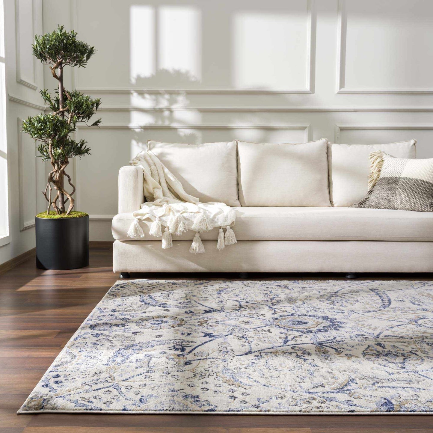 Georgiana Beige & Blue Area Rug