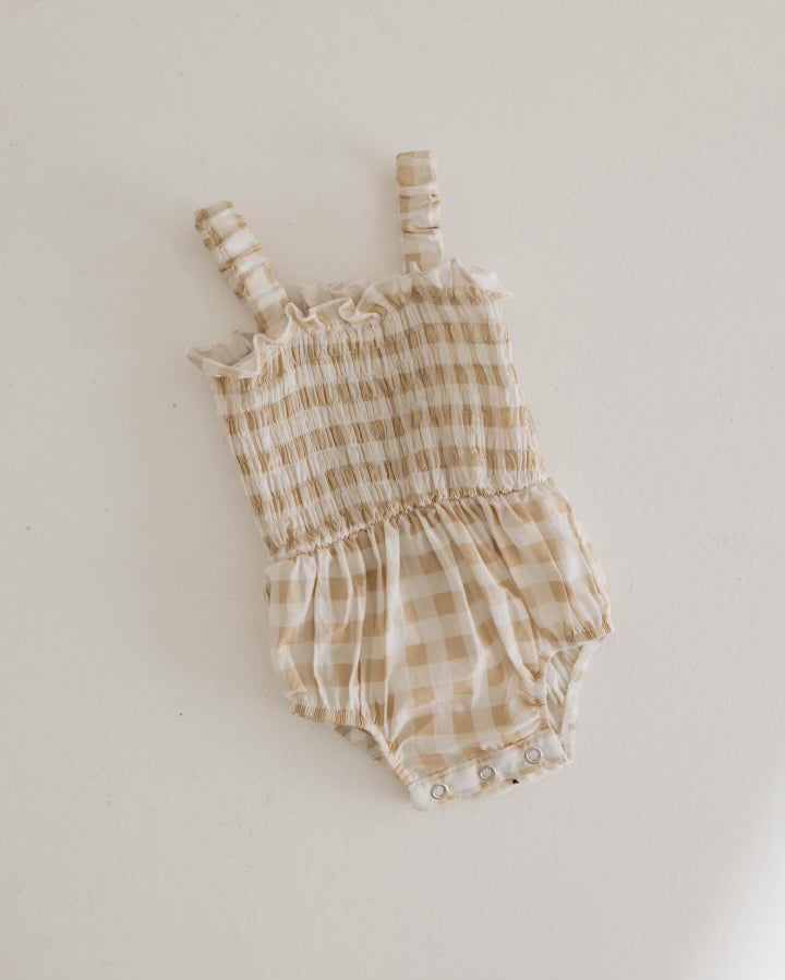 Golden Gingham | Tank Romper