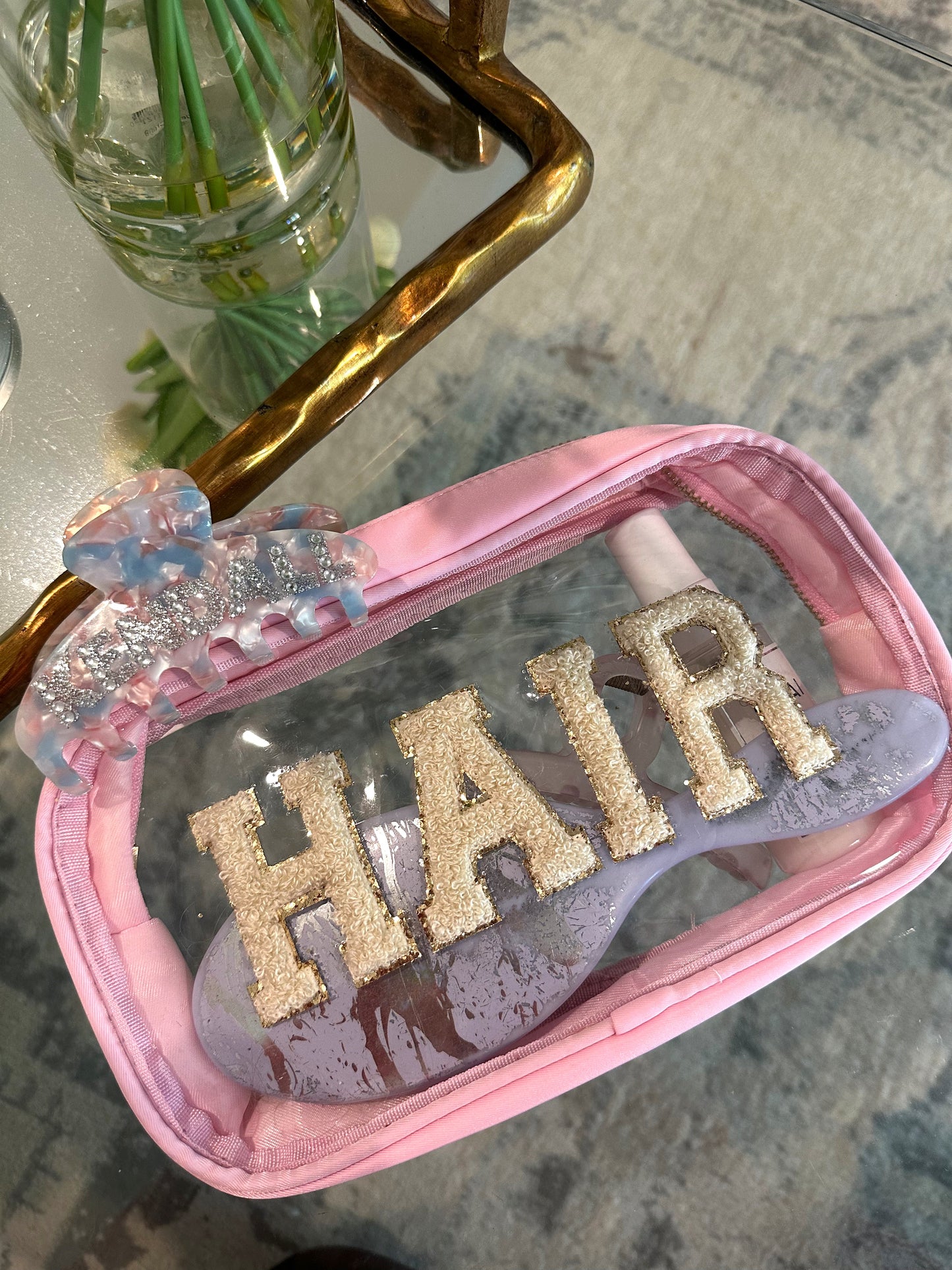 Hair - Clear Medium Pink Bag w/ Nude Patches