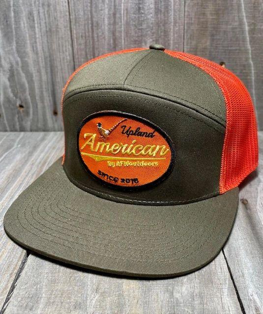 7 Panel Upland Patch Dark Loden - Orange Mesh Back Cap