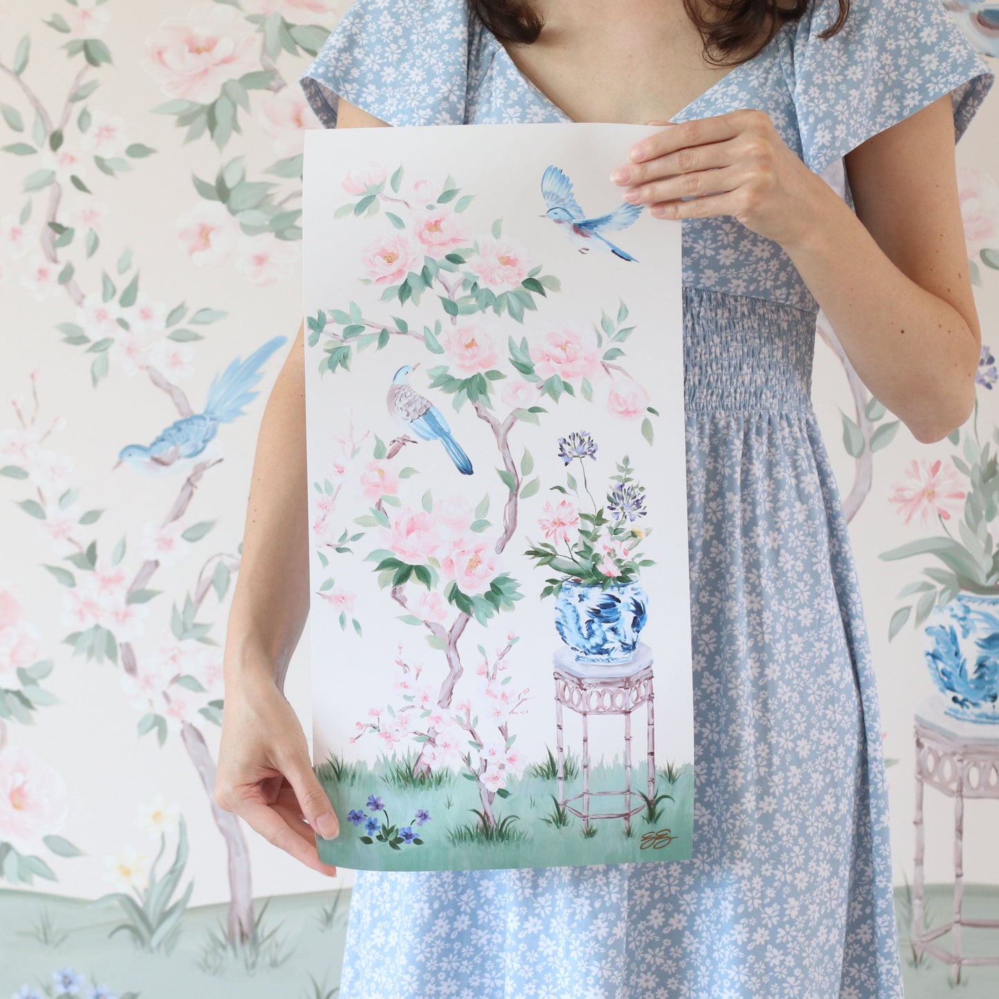 June, an ivory chinoiserie fine art print on paper