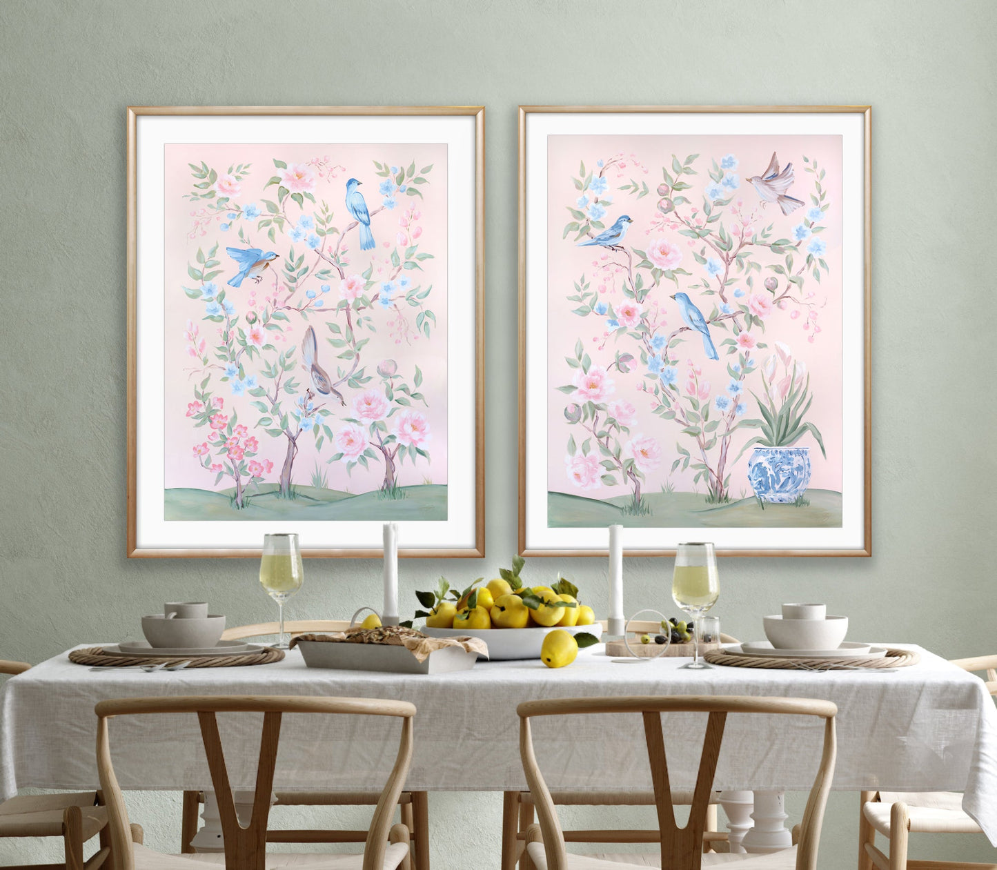 Blush Chinoiserie No. 1, a fine art print on canvas