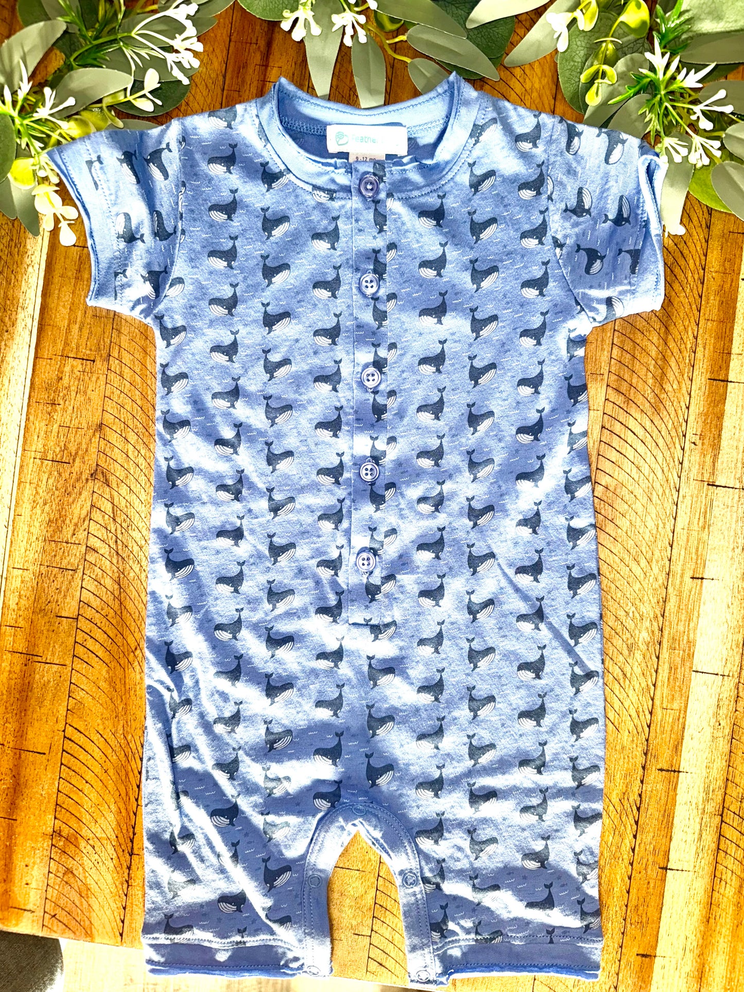 Feather Baby Whales Henley Romper