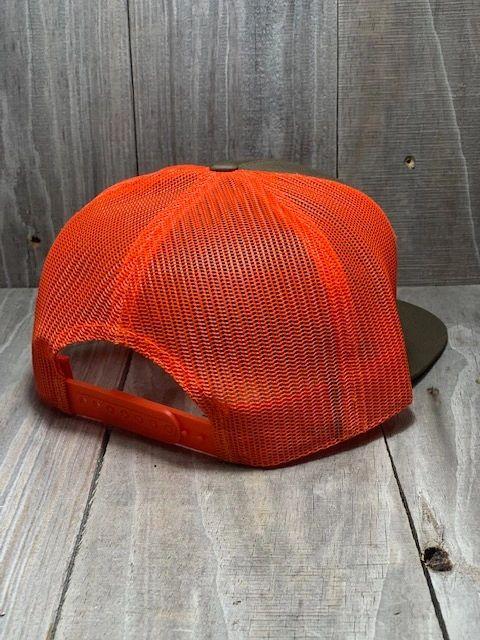 7 Panel Upland Patch Dark Loden - Orange Mesh Back Cap