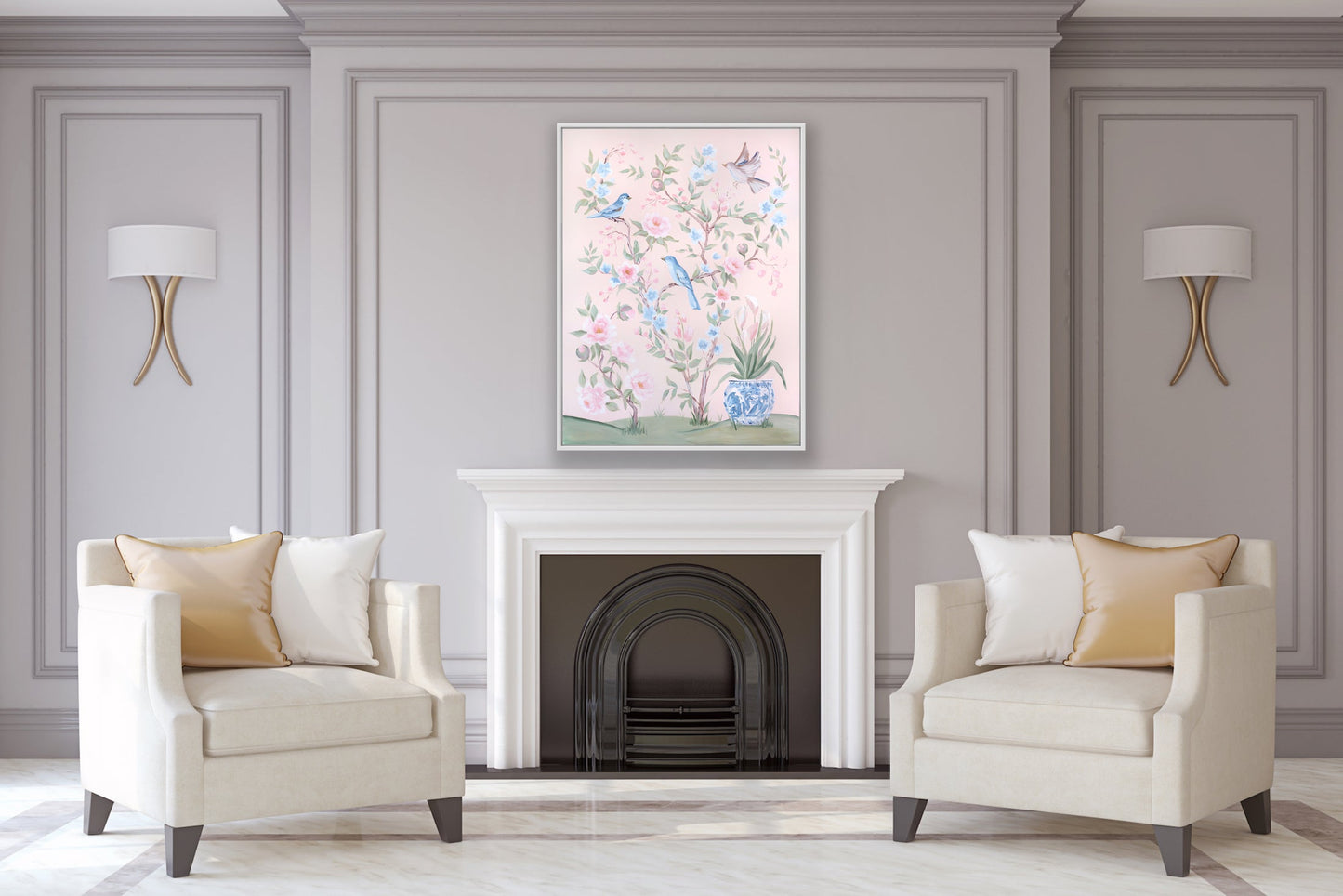 Blush Chinoiserie No. 2, a fine art print on canvas