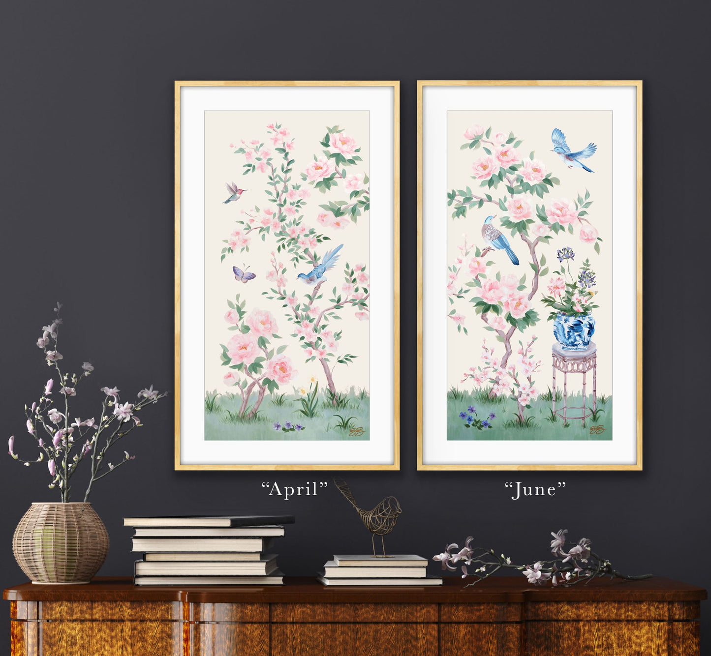 June, an ivory chinoiserie fine art print on paper