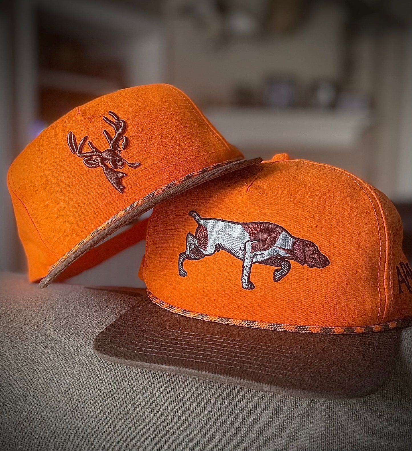 BLAZE ORANGE AND BROWN RIPSTOP POINTER ROPE HAT