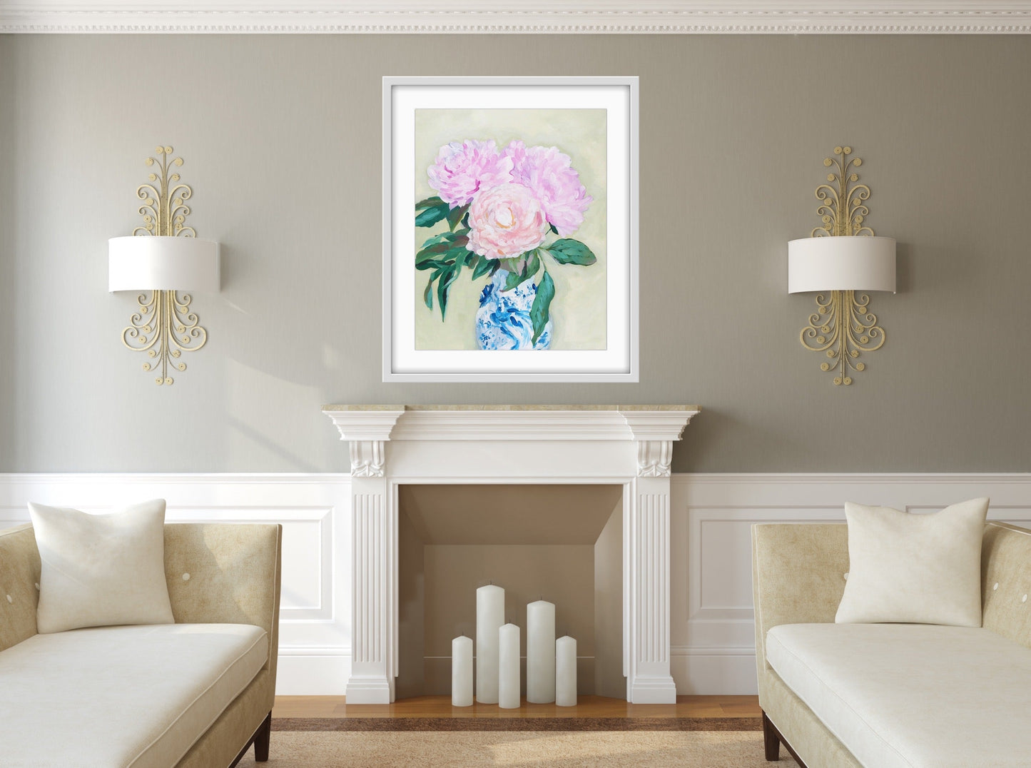 Peony fine art print on canvas