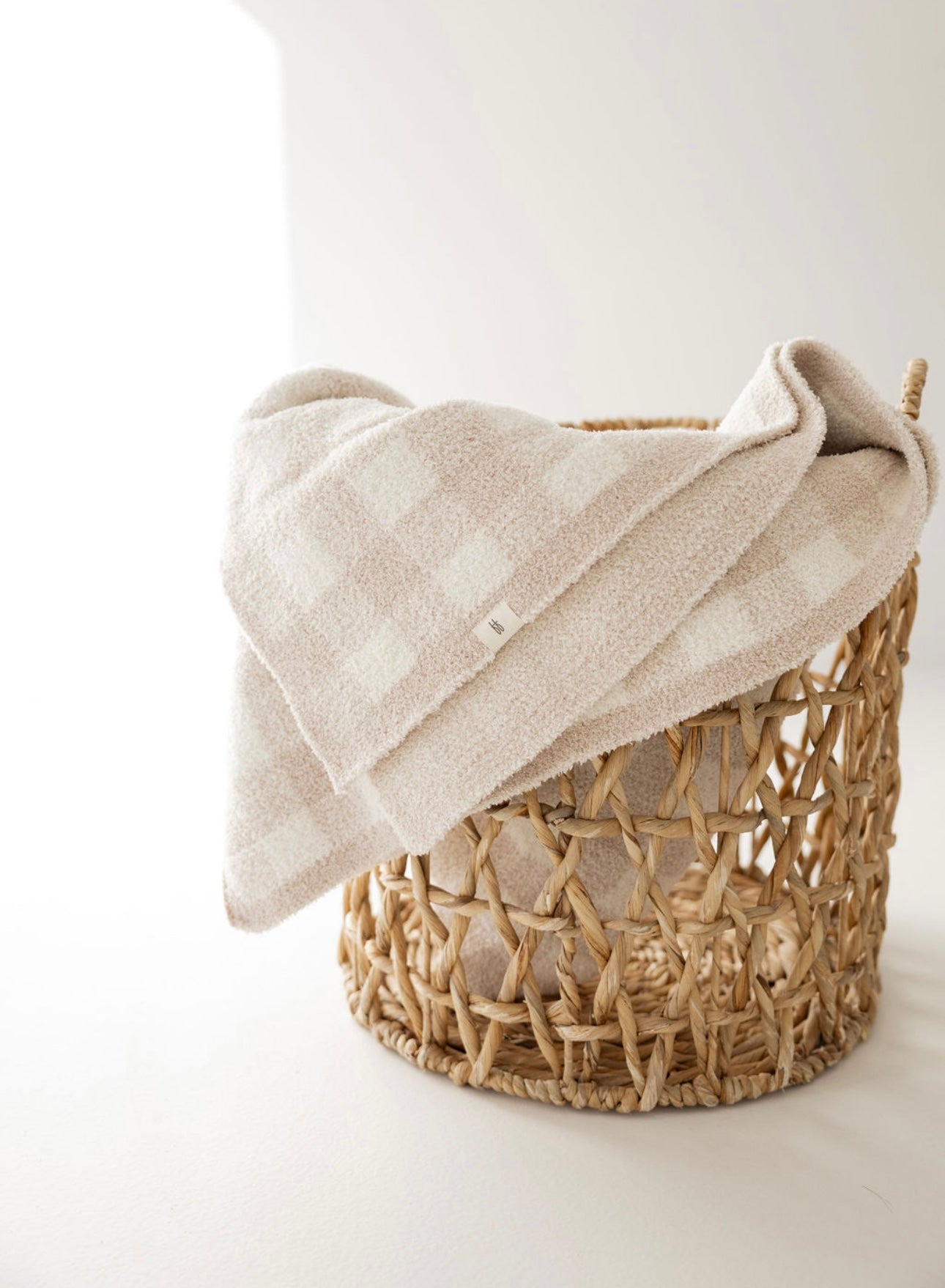 Taupe & Cream | Gingham Plush Blanket