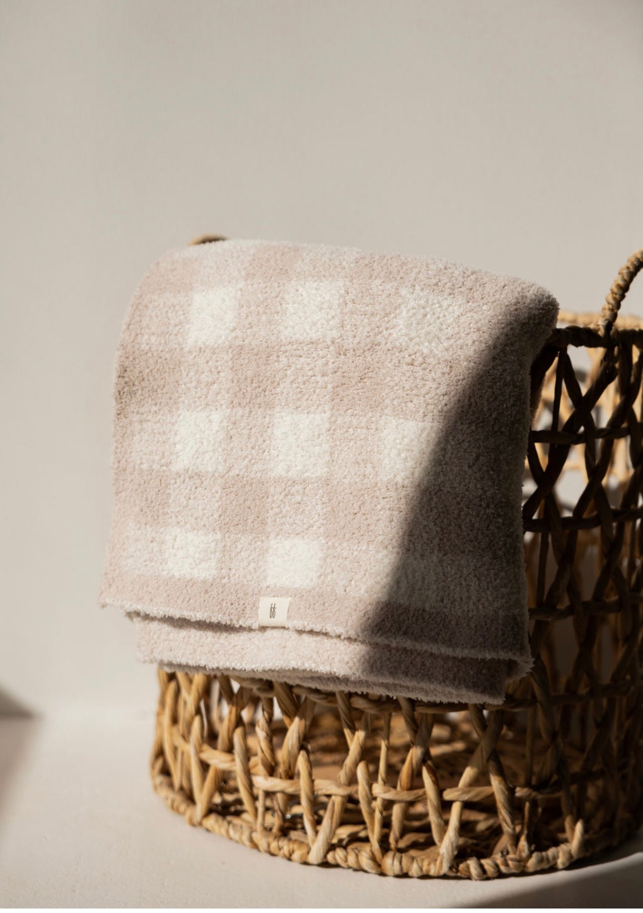 Taupe & Cream | Gingham Plush Blanket