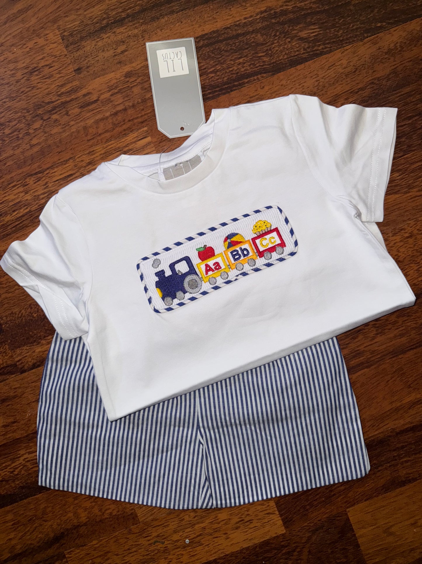 Lil Cactus Smocked ABC Train Shorts Set