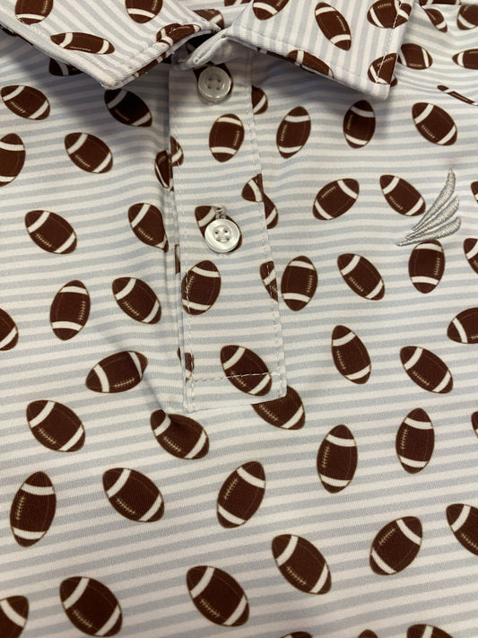 Performance Football Print Baby Romper – Short Sleeve Collared One-Piece