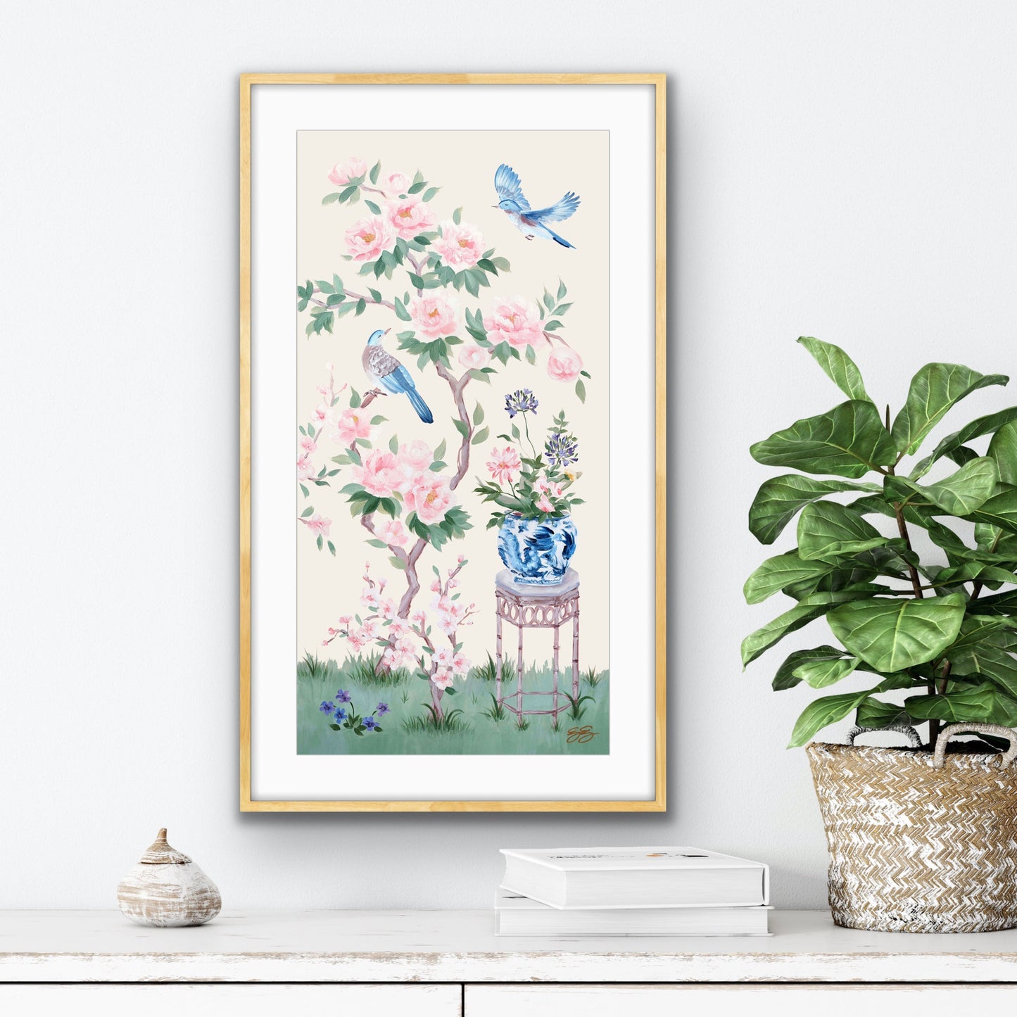 June, an ivory chinoiserie fine art print on paper