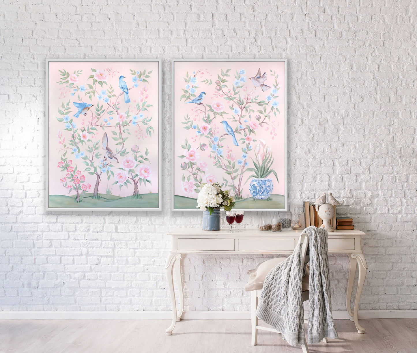 Blush Chinoiserie No. 1, a fine art print on canvas