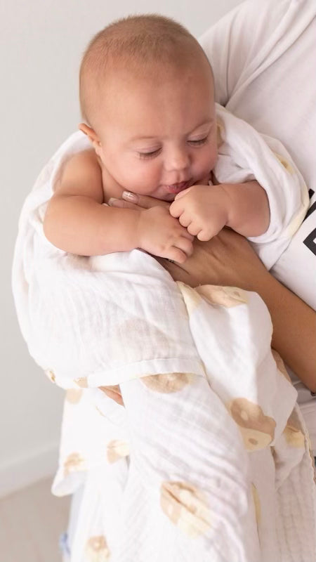 Muslin Swaddle | Tan & White Yin Yang