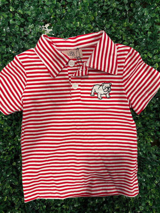 Boy’s Red Stripe Bulldog Polo