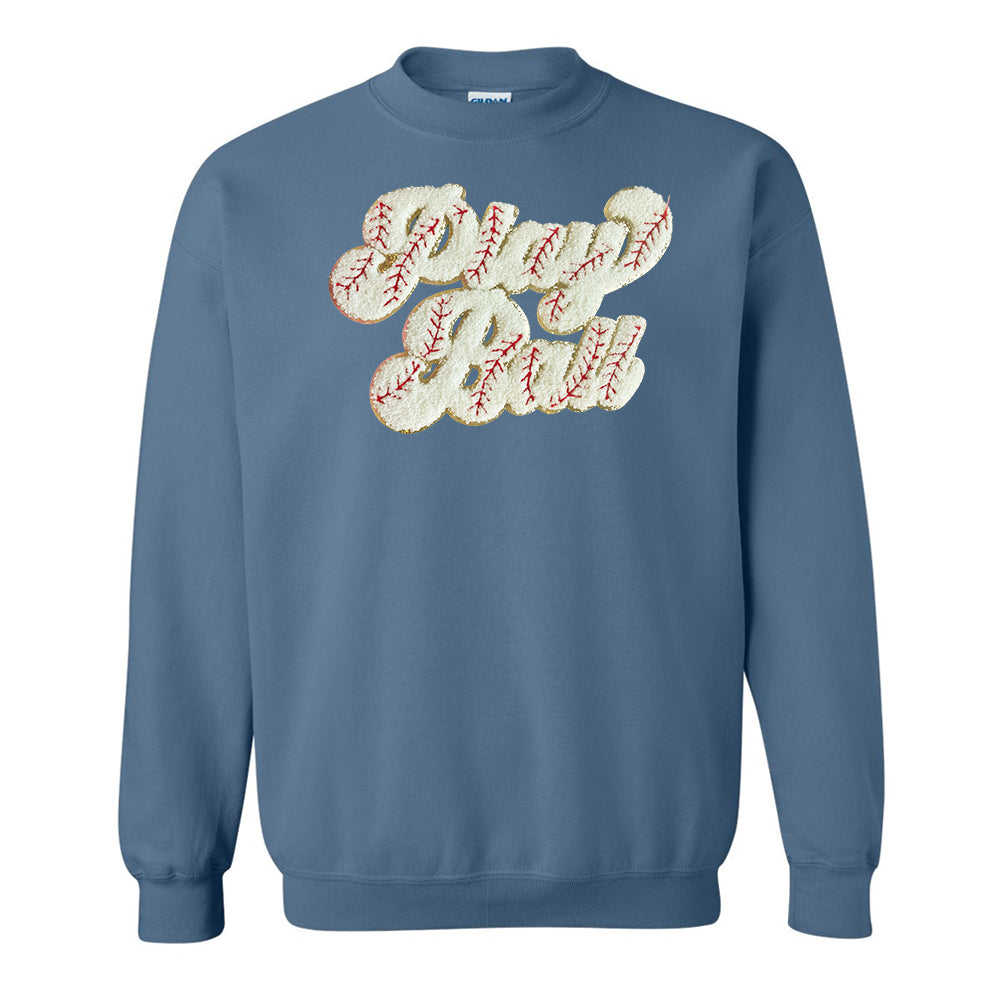 Play Ball Letter Patch Crewneck Sweatshirt