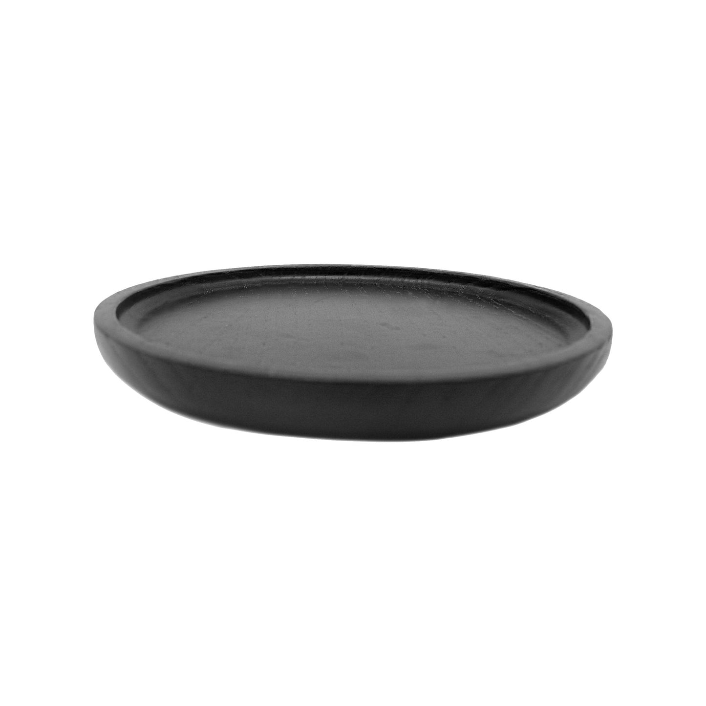 Black Round Wood Tray