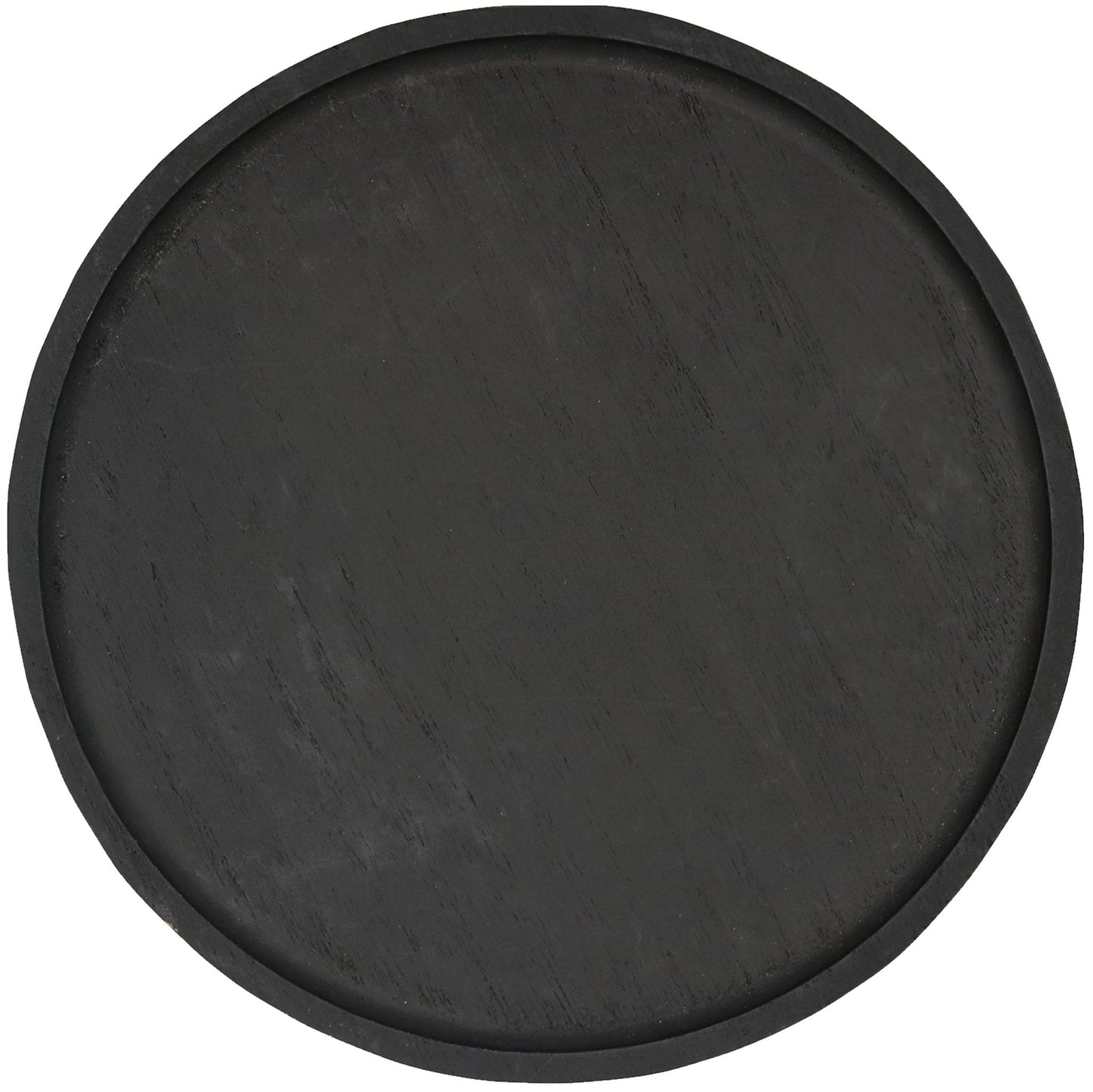 Large Black Round Wood Tray