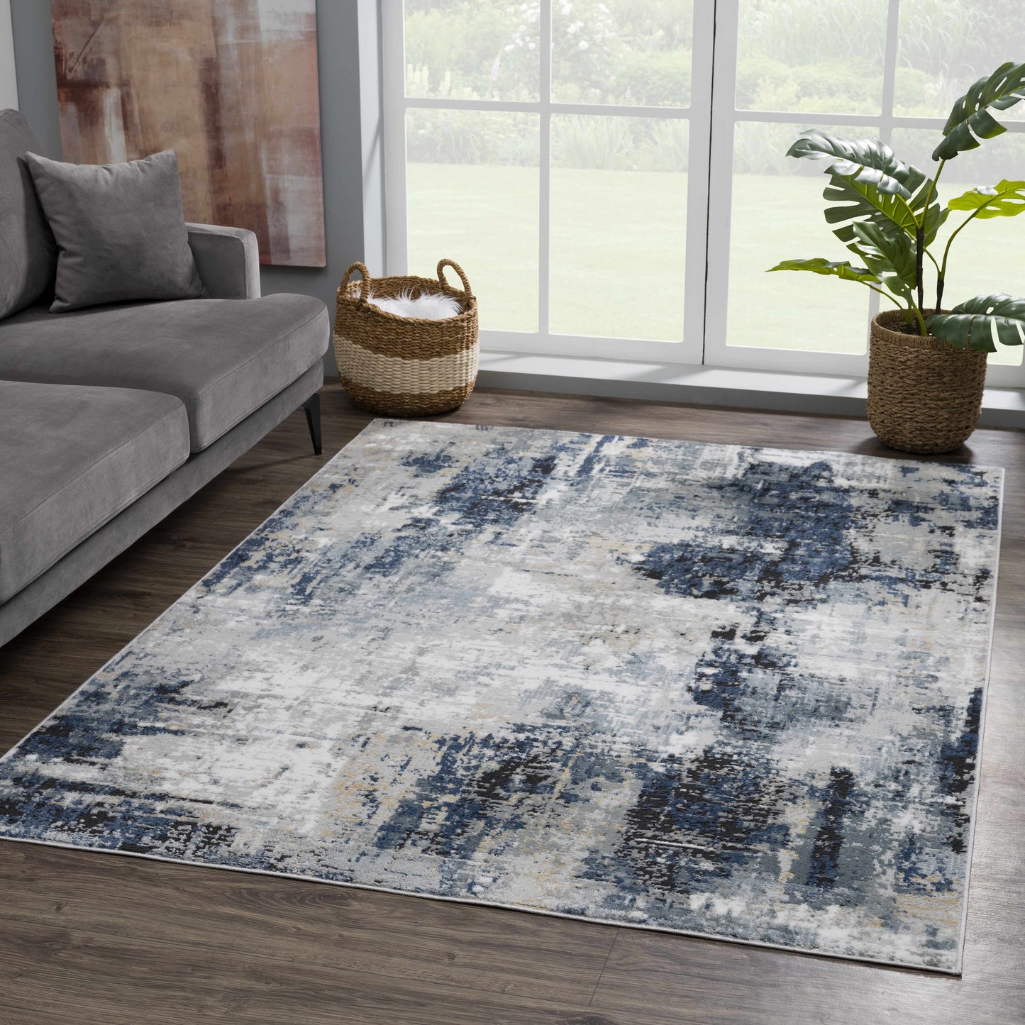 Campsall Abstract Blue Rug