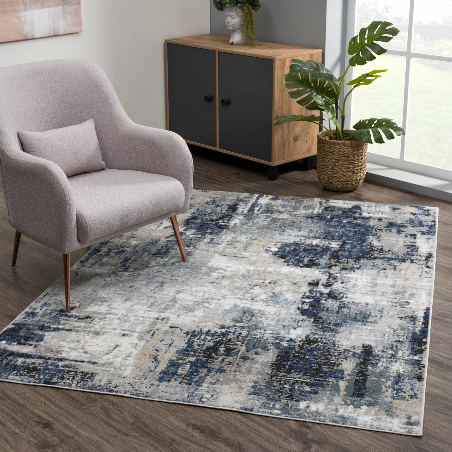 Campsall Abstract Blue Rug