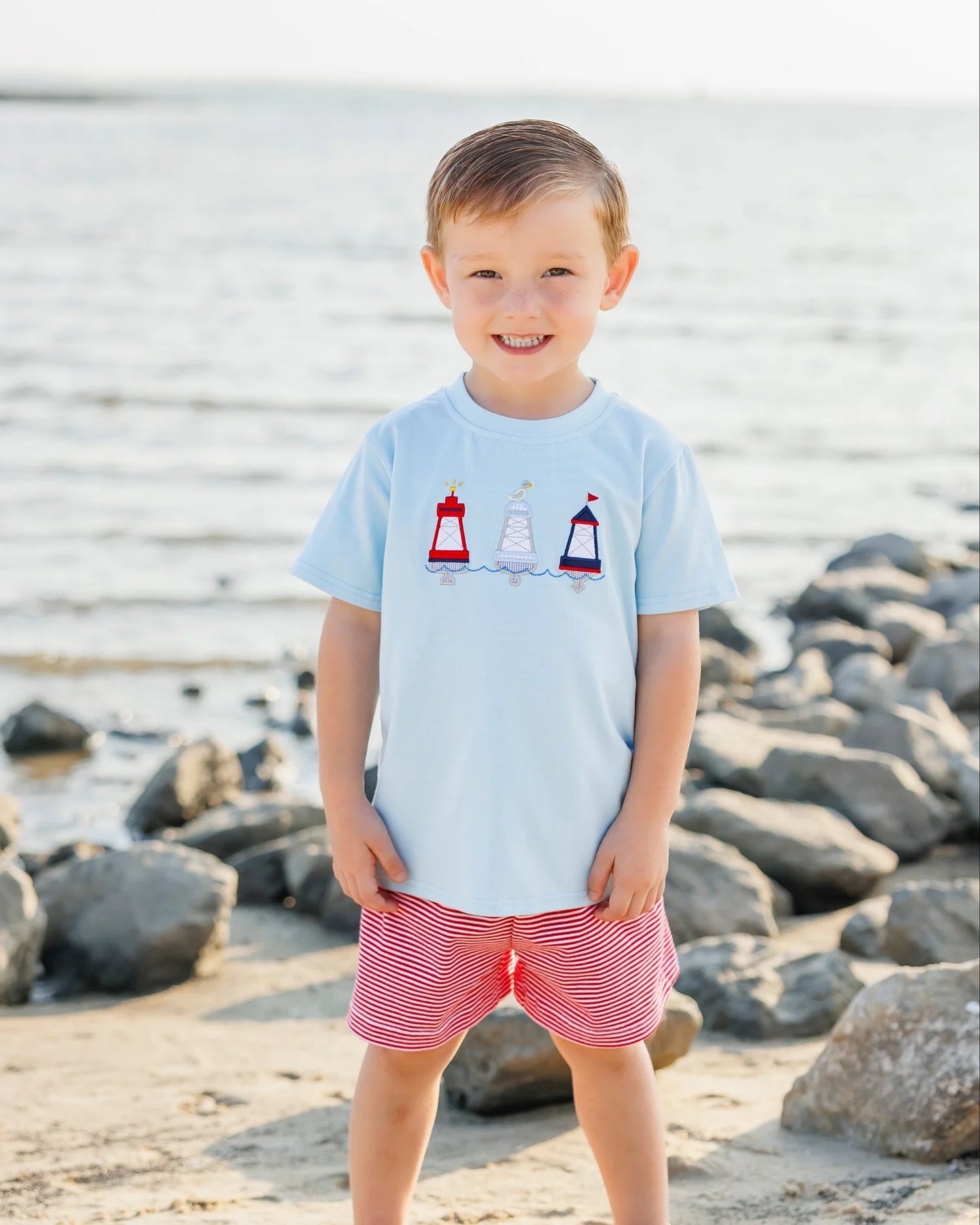 Red, White, and Buoy Short Set
