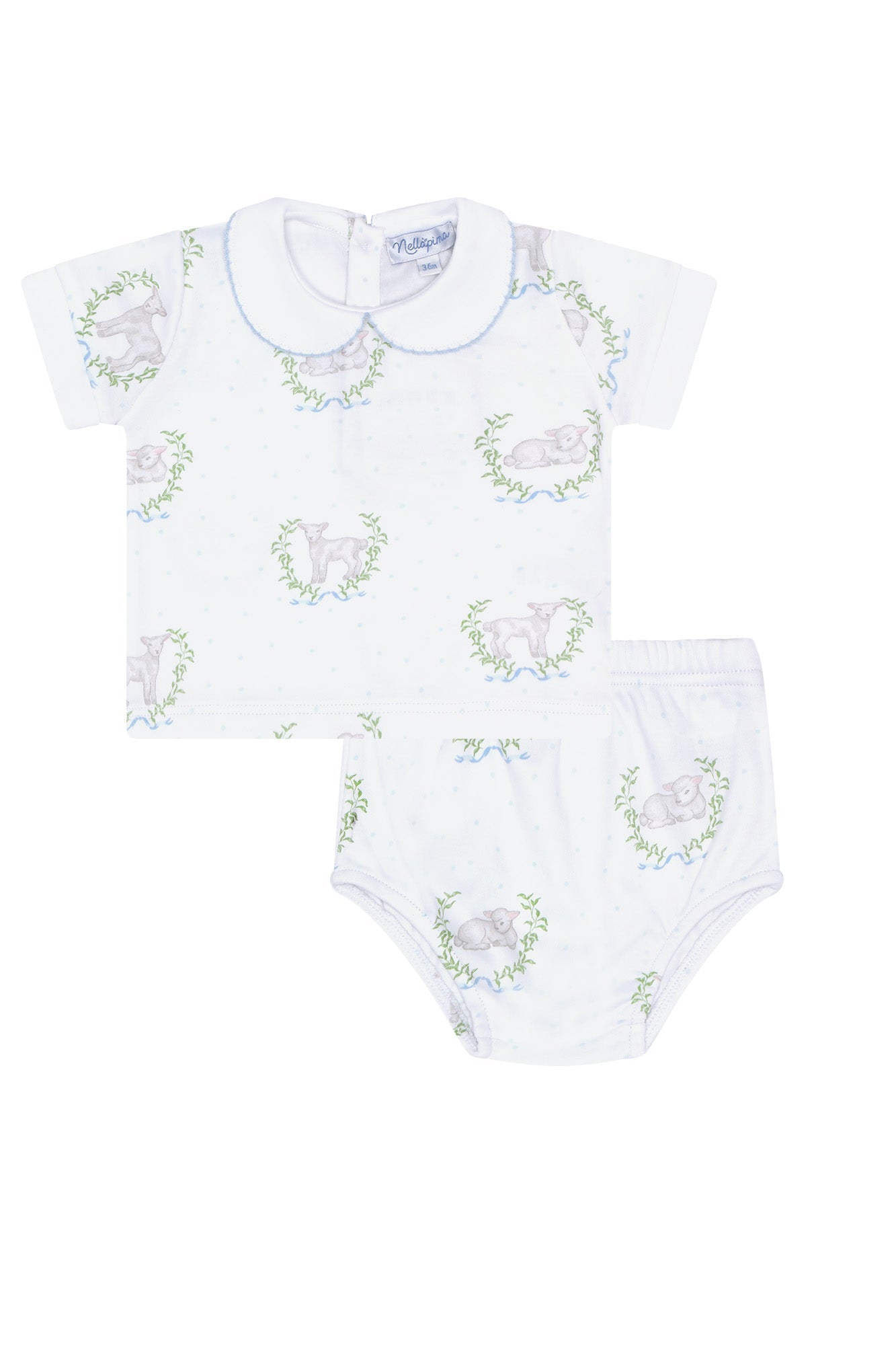 Blue Lamb Print Diaper Cover Set