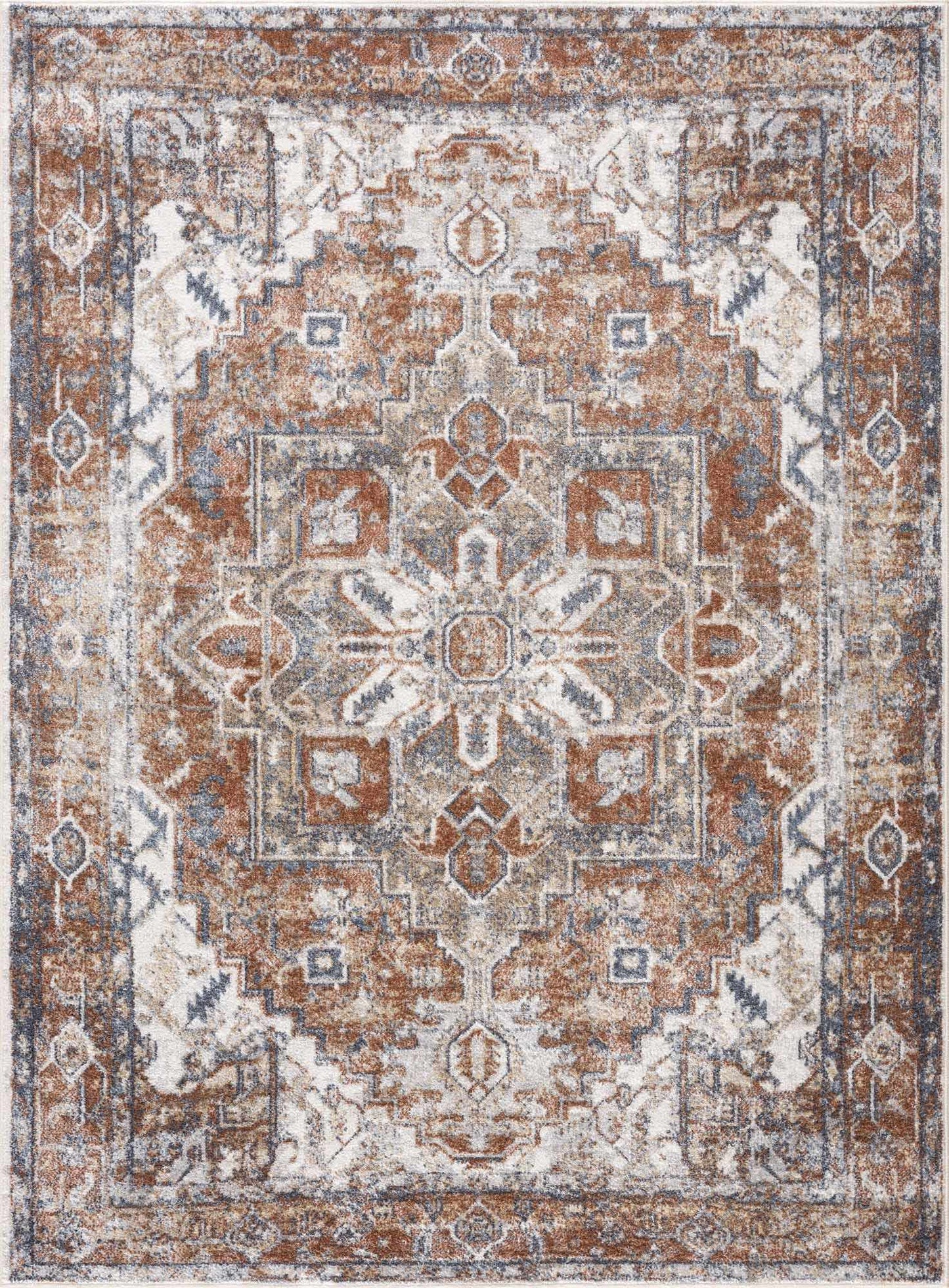 Rust Hera Washable Area Rug - Clearance