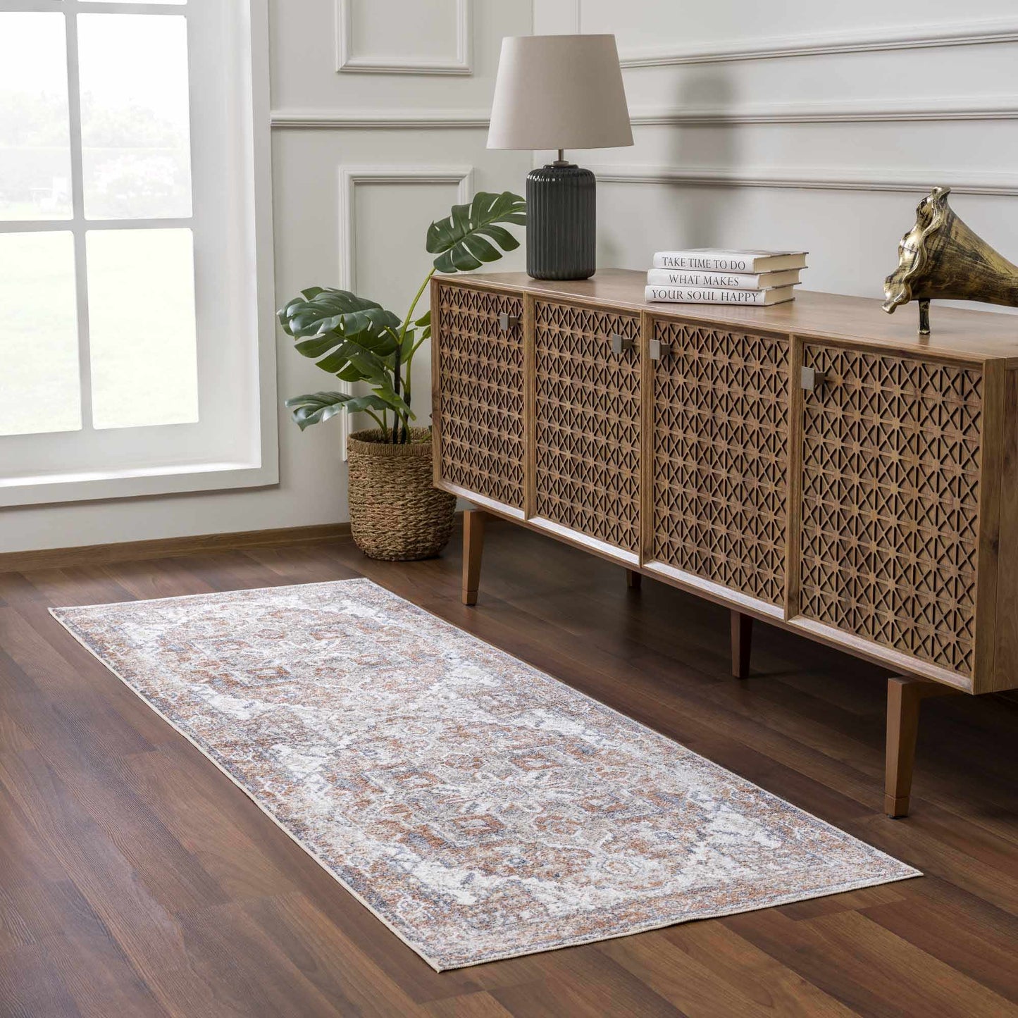 Rust Hera Washable Area Rug - Clearance