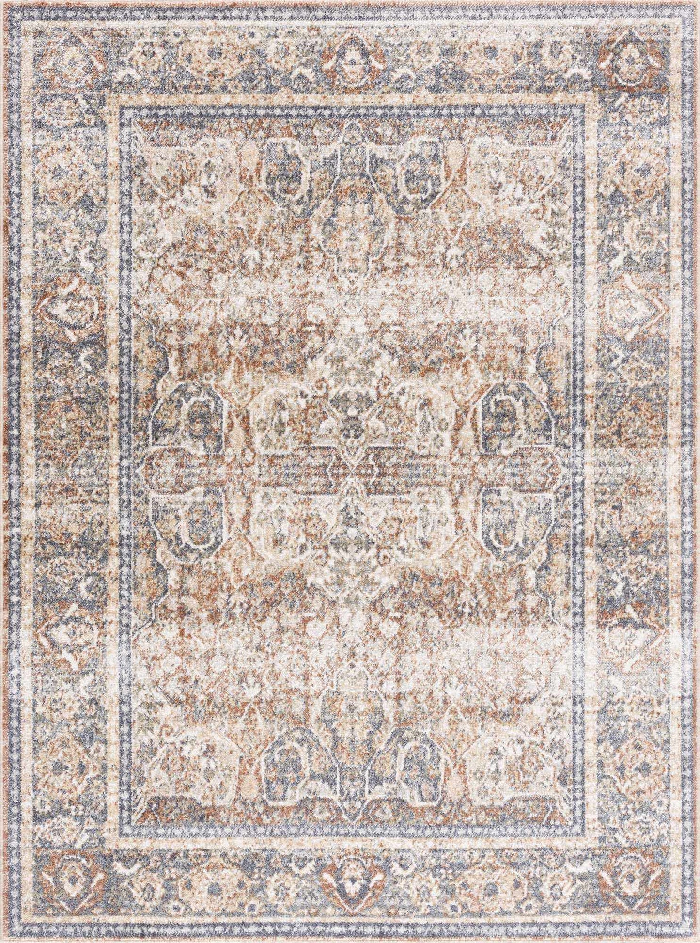 Arias Beige Blue Washable Area Rug