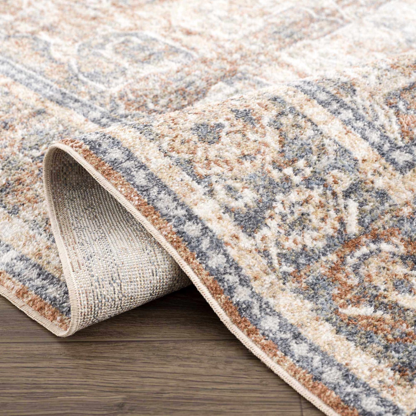 Arias Beige Blue Washable Area Rug