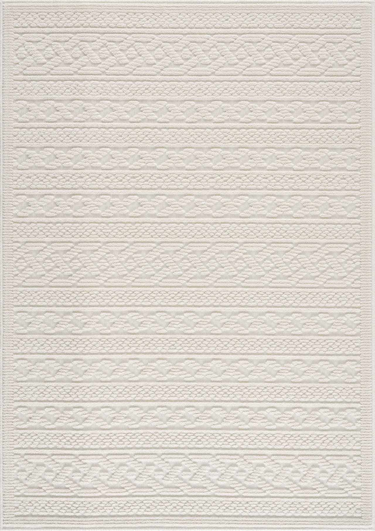 Fadey White Textured Washable Rug