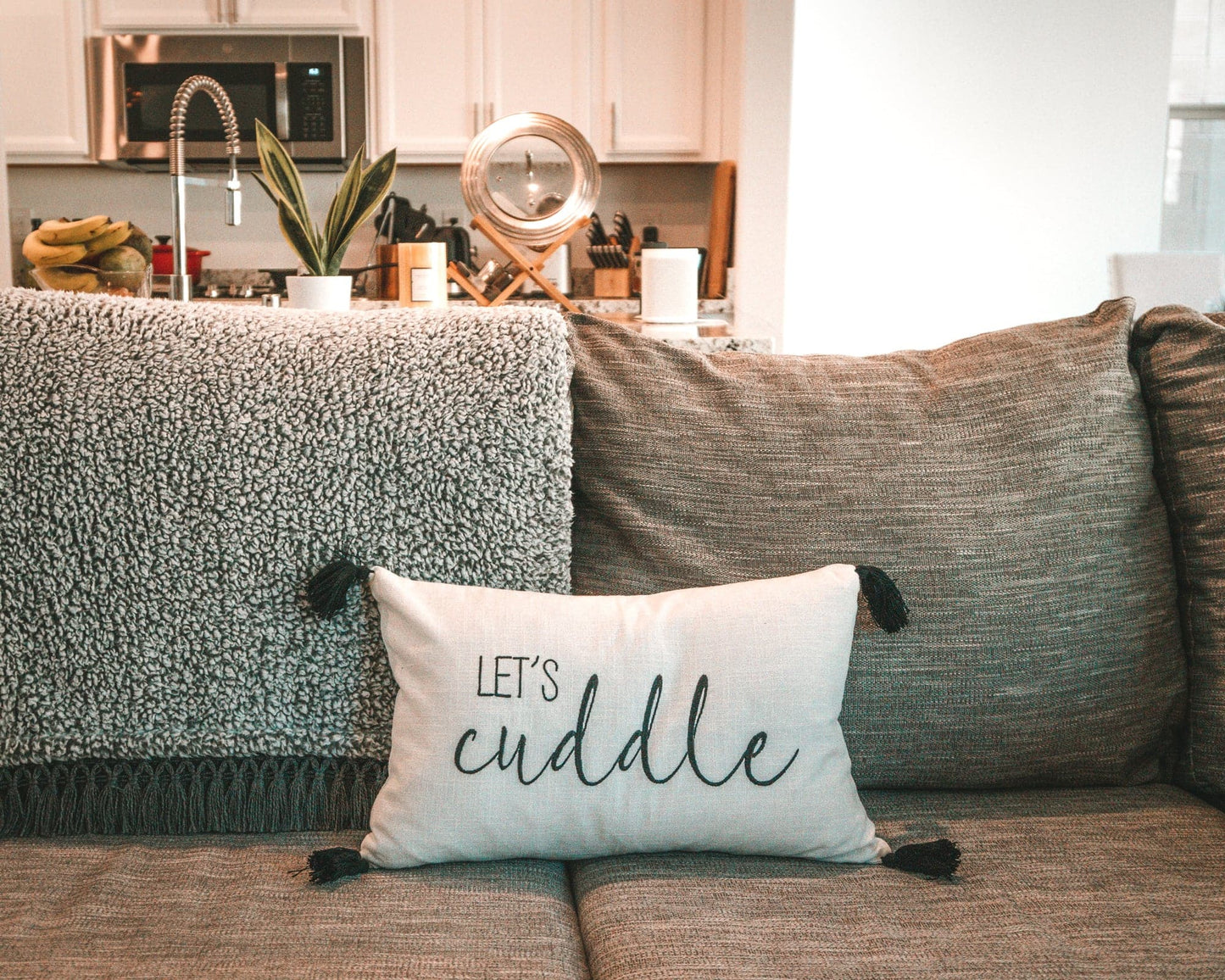 Let's Cuddle Script Decorative Pillow Cover