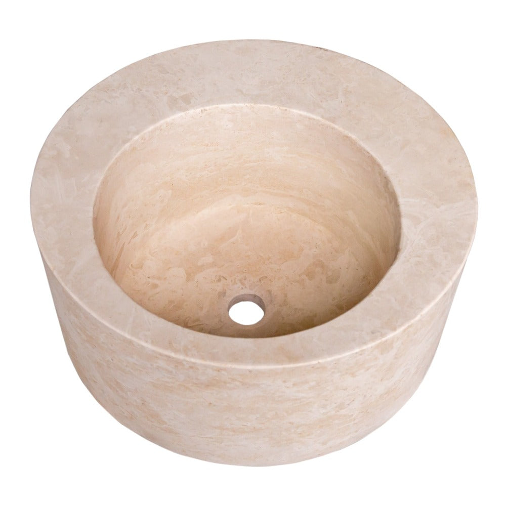 Natural Stone Light Beige Travertine Round Sink Honed (D)18" (H)8"