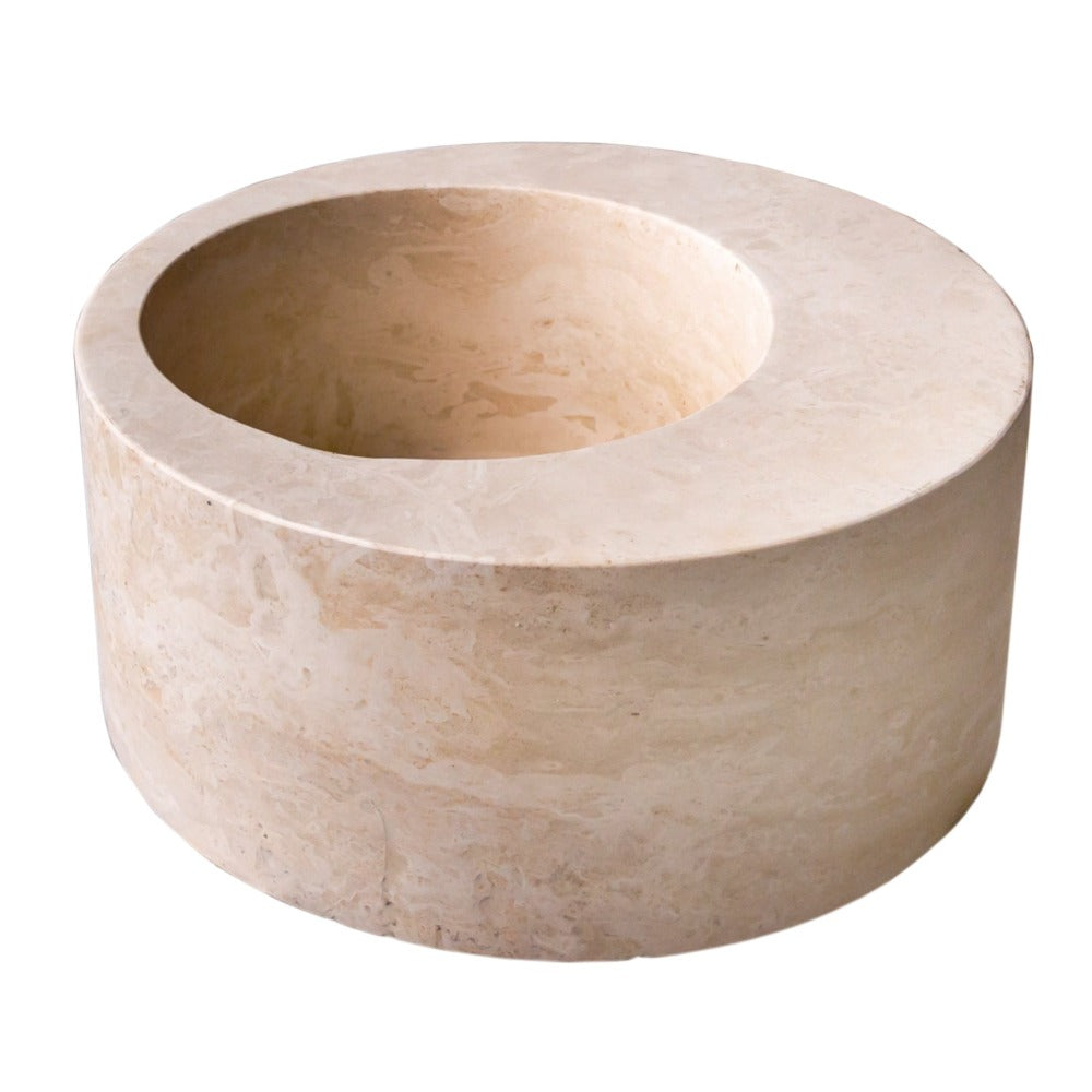 Natural Stone Light Beige Travertine Round Sink Honed (D)18" (H)8"