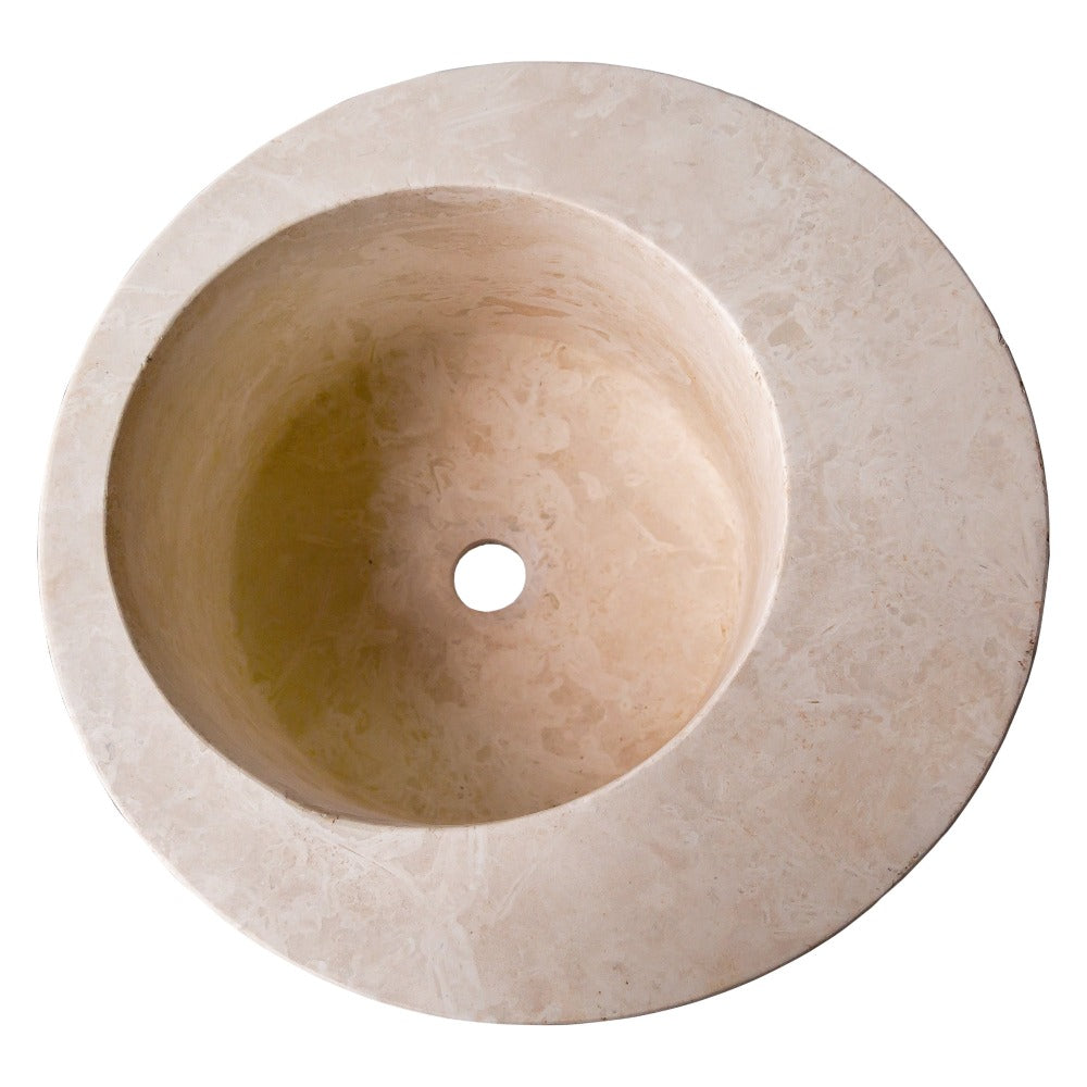 Natural Stone Light Beige Travertine Round Sink Honed (D)18" (H)8"