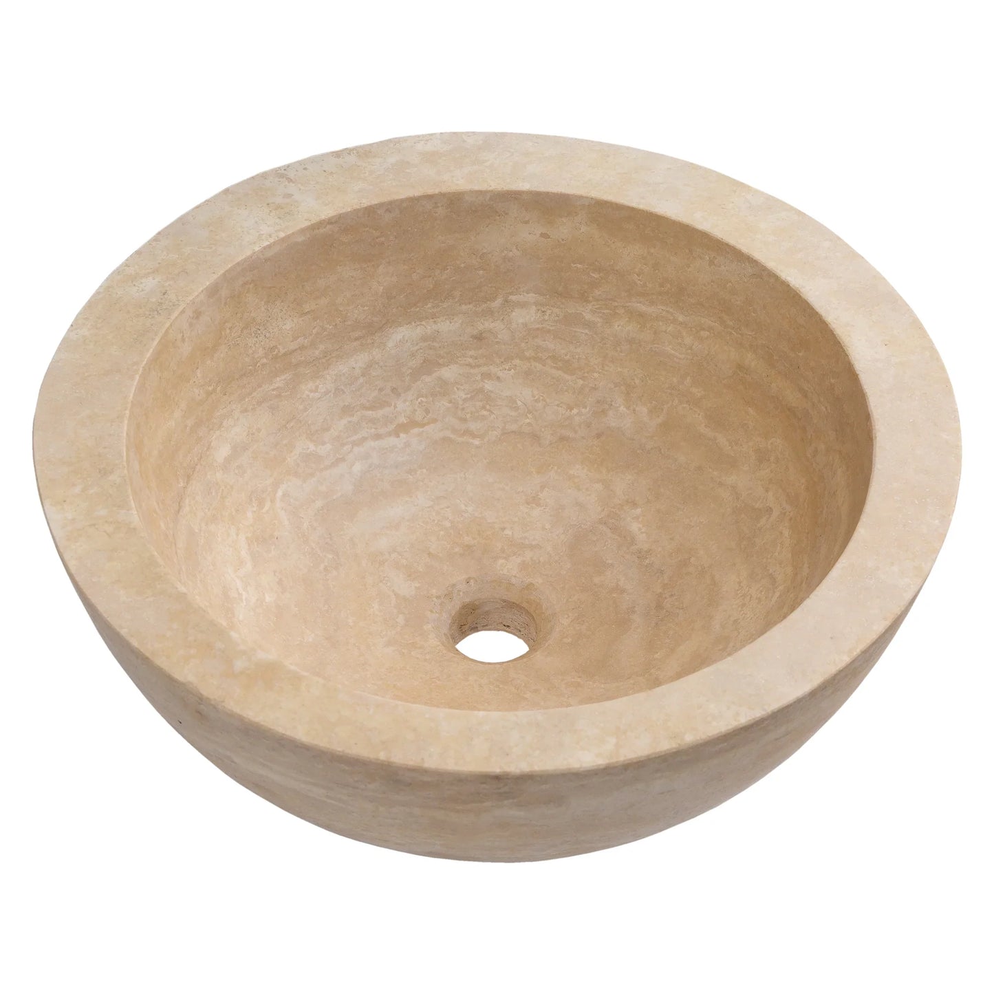 Light Beige Travertine Sloped Bathroom Vessel Sink Honed (D)16" (H1)6" (H2)8"