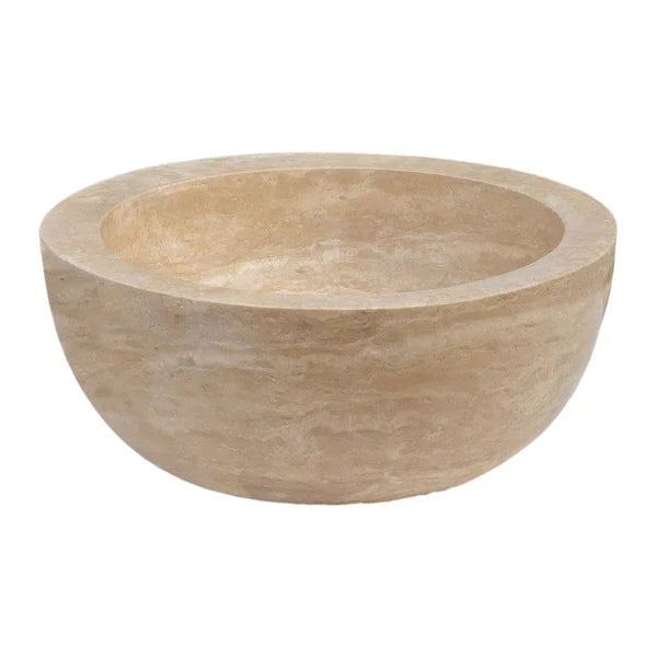 Light Beige Travertine Sloped Bathroom Vessel Sink Honed (D)16" (H1)6" (H2)8"