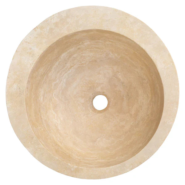 Light Beige Travertine Sloped Bathroom Vessel Sink Honed (D)16" (H1)6" (H2)8"