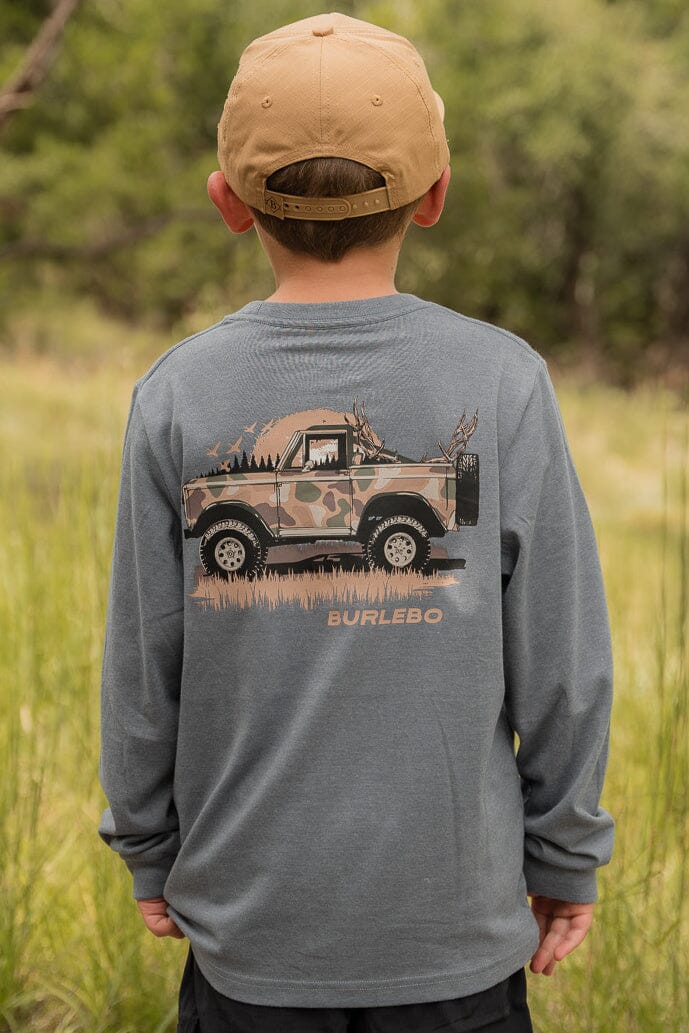 Burlebo - Youth Tee - Loaded Down Bronco - Heather Blue Jean - L/S